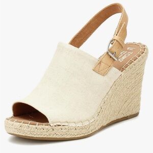 TOMS Monica Wedge Natural Espadrilles Peeptoe Sandal